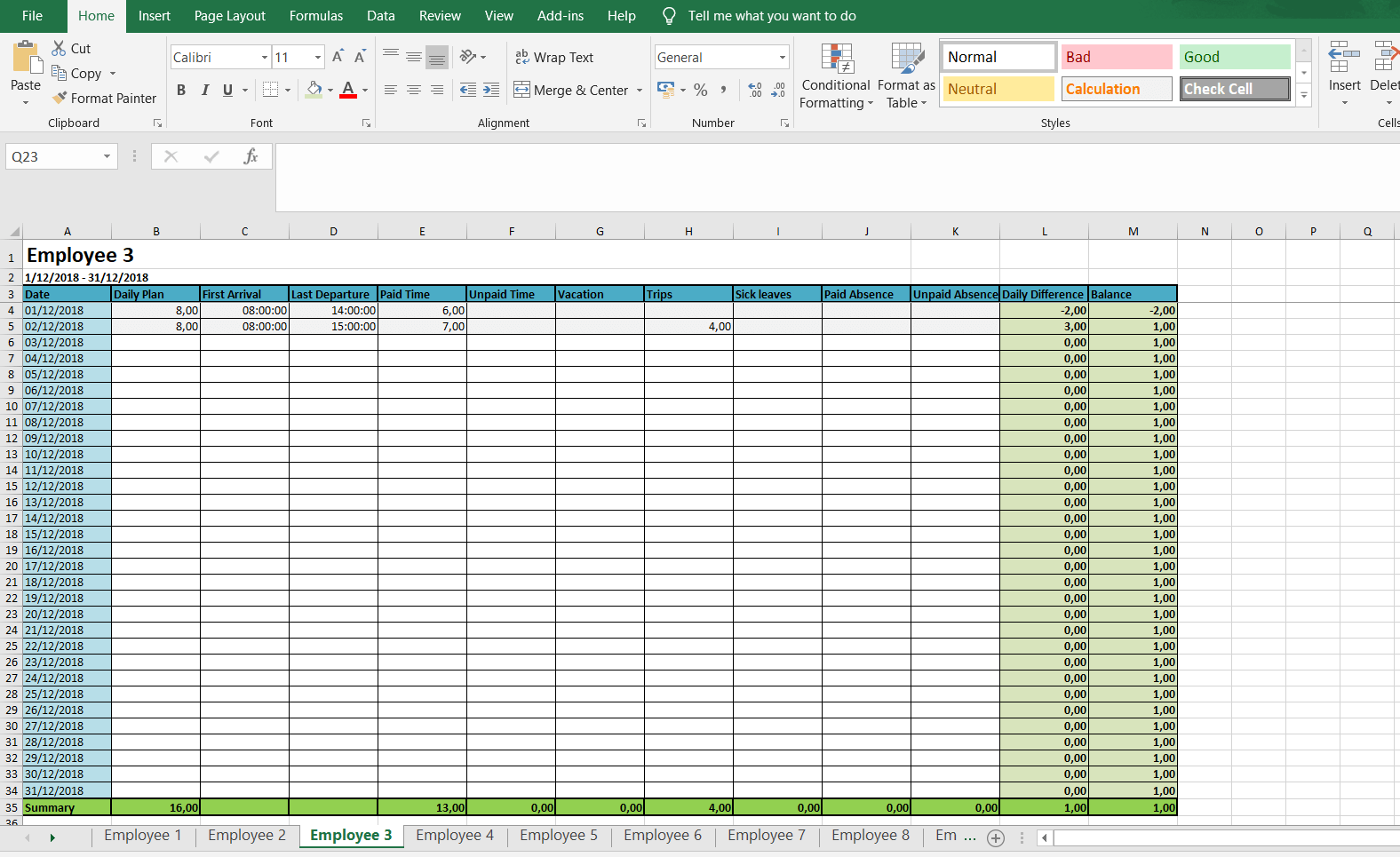 Headcount Monthly Excel Sheet / Merge and group data files into
