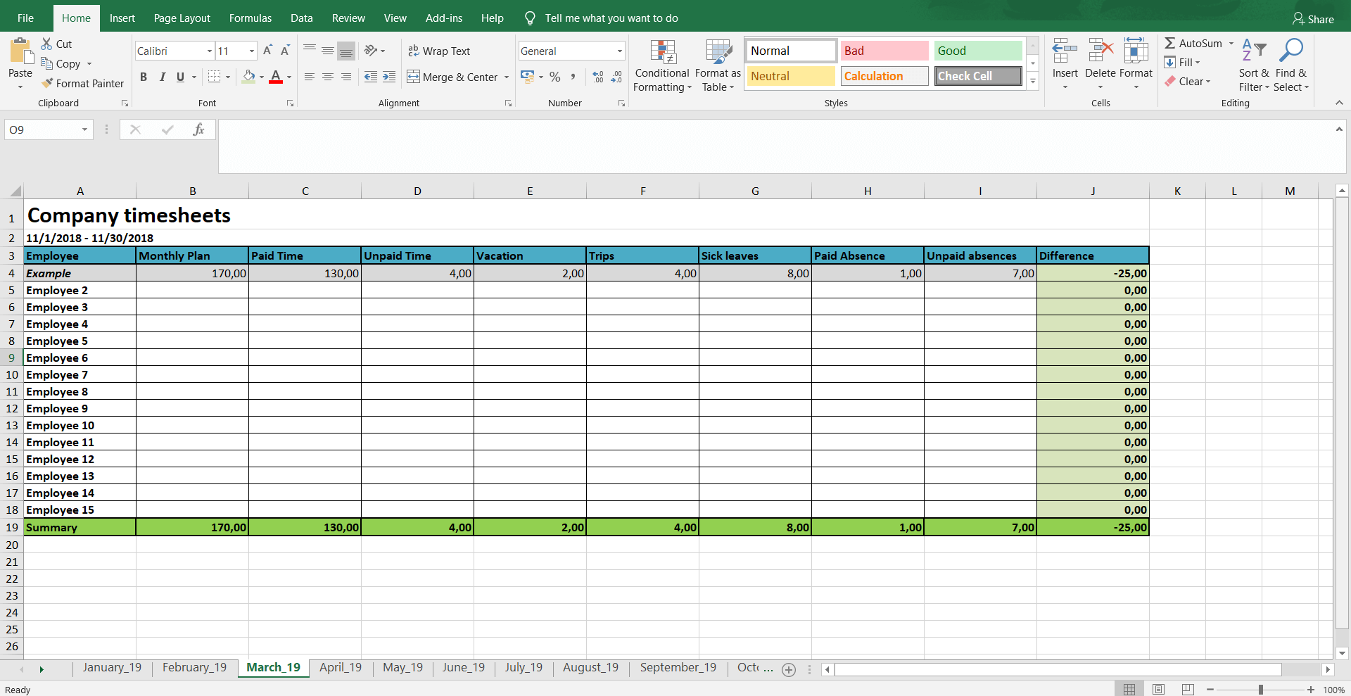 tracking hours spreadsheet